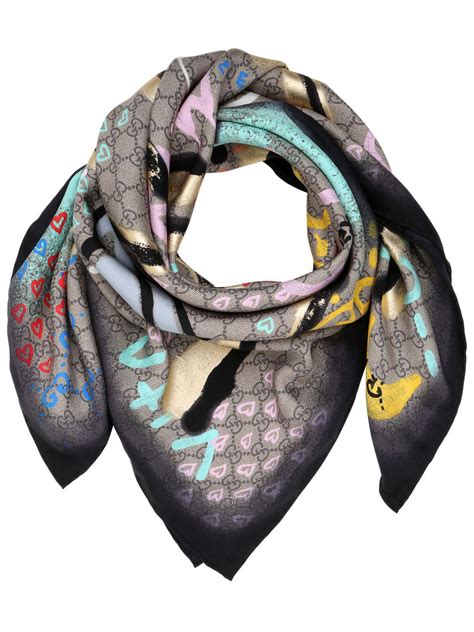 gucci ghost silk scarf|nwt authentic Gucci silk scarf.